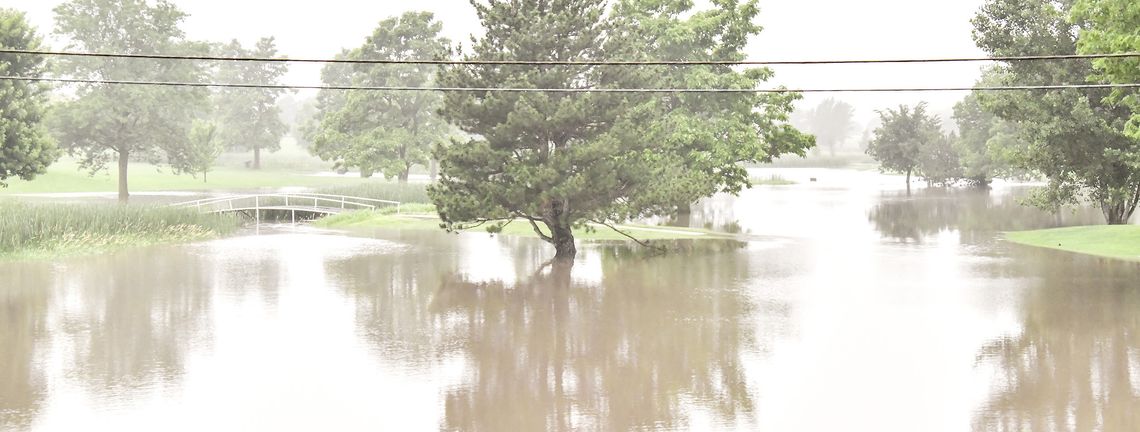 In the aftermath of Saturday’s storm, Clay Center’s Crooked Creek golf course is flooded